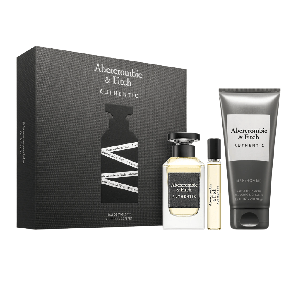 Abercrombie & Fitch Men's Aftershave Abercrombie & Fitch Authentic Man Eau de Toilette Men's Aftershave Gift Set Spray (100ml) with Body Lotion & 15ml EDT