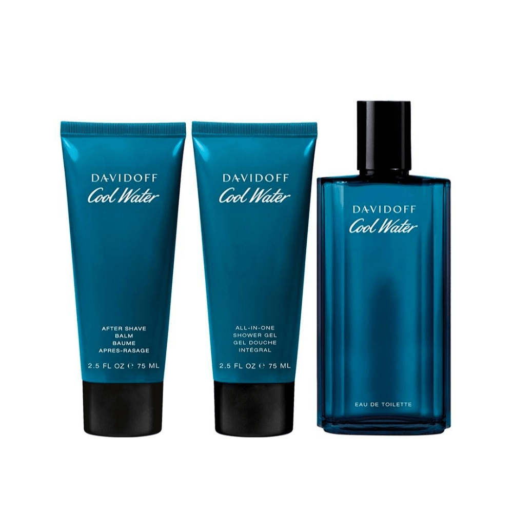 Davidoff Men's Aftershave Davidoff Cool Water Eau de Toilette Men's Aftershave Gift Set Spray (125ml) with Shower Gel & Aftershave Balm
