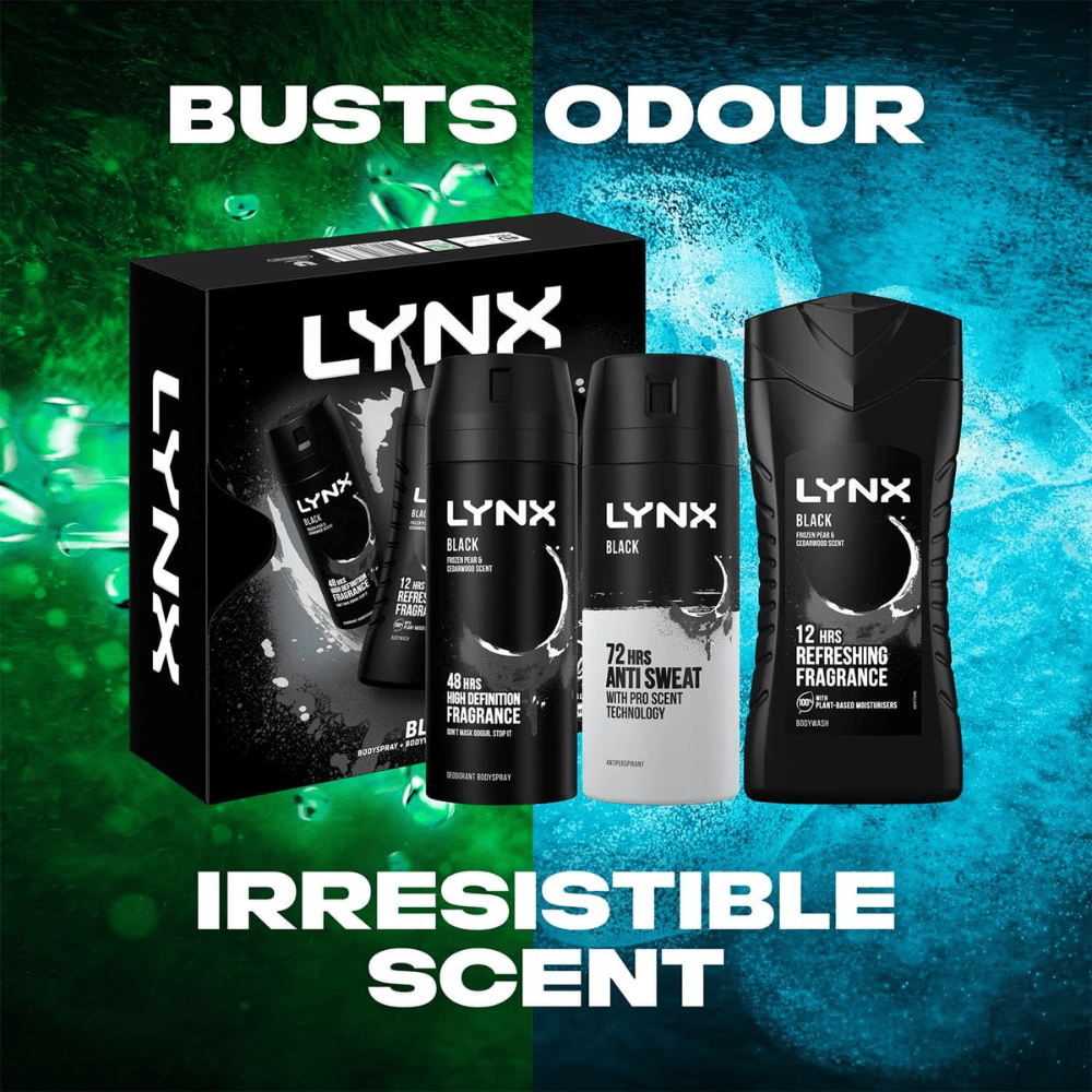 Lynx Shaving & Grooming Lynx Black Trio Gift Set (225ml Body Wash + 150ml Body Spray + 150ml Anti Perspirant)
