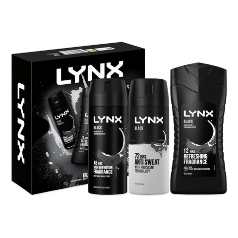 Lynx Shaving & Grooming Lynx Black Trio Gift Set (225ml Body Wash + 150ml Body Spray + 150ml Anti Perspirant)