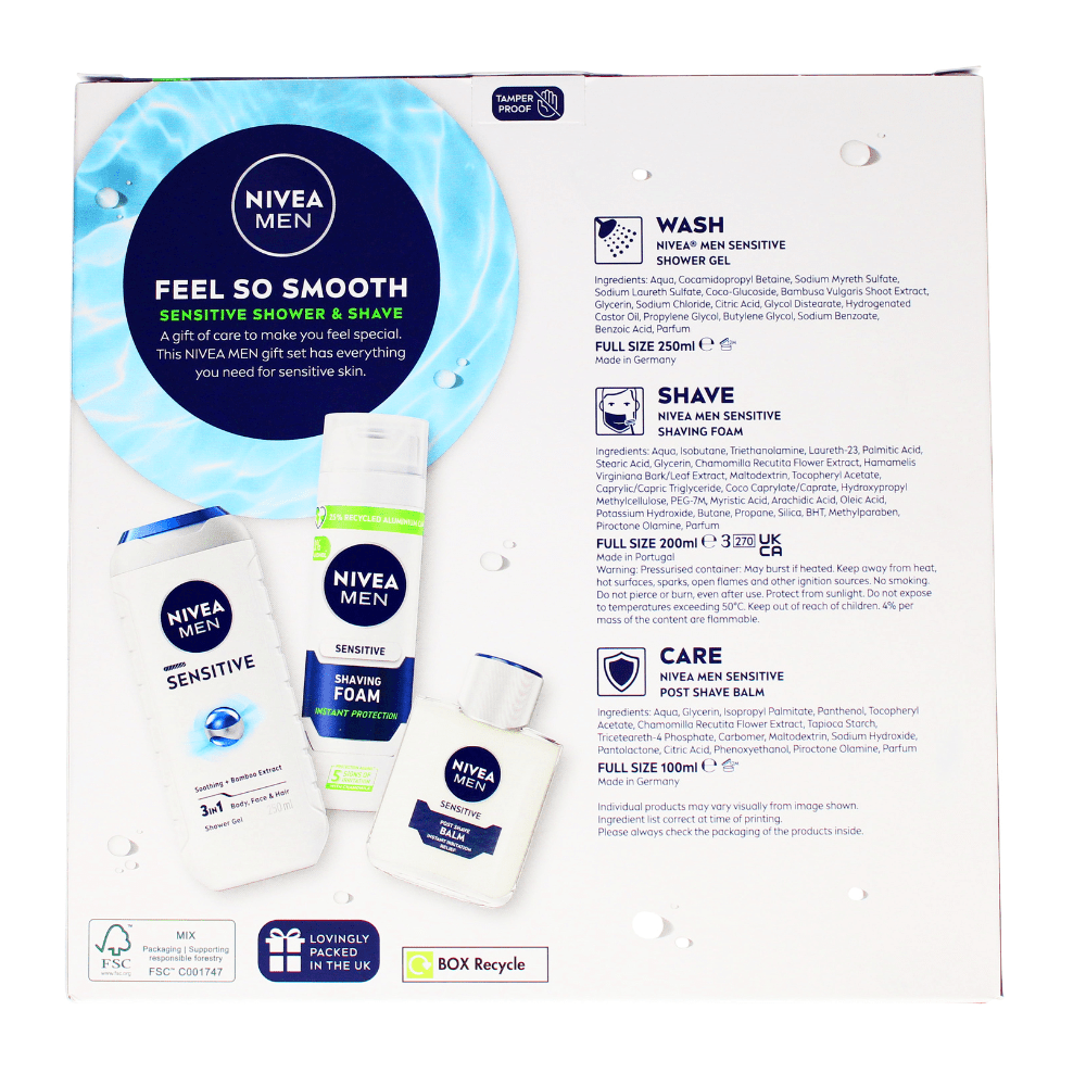 Nivea Skin Care Nivea Men Feel So Smooth Sensitive Shower & Shave 3pc Gift Set