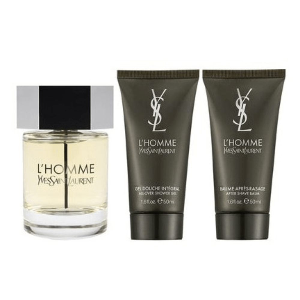 Yves Saint Laurent Men's Aftershave YSL L'Homme Eau de Toilette Men's Aftershave Gift Set Spray (100ml) with Shower Gel & Aftershave Balm