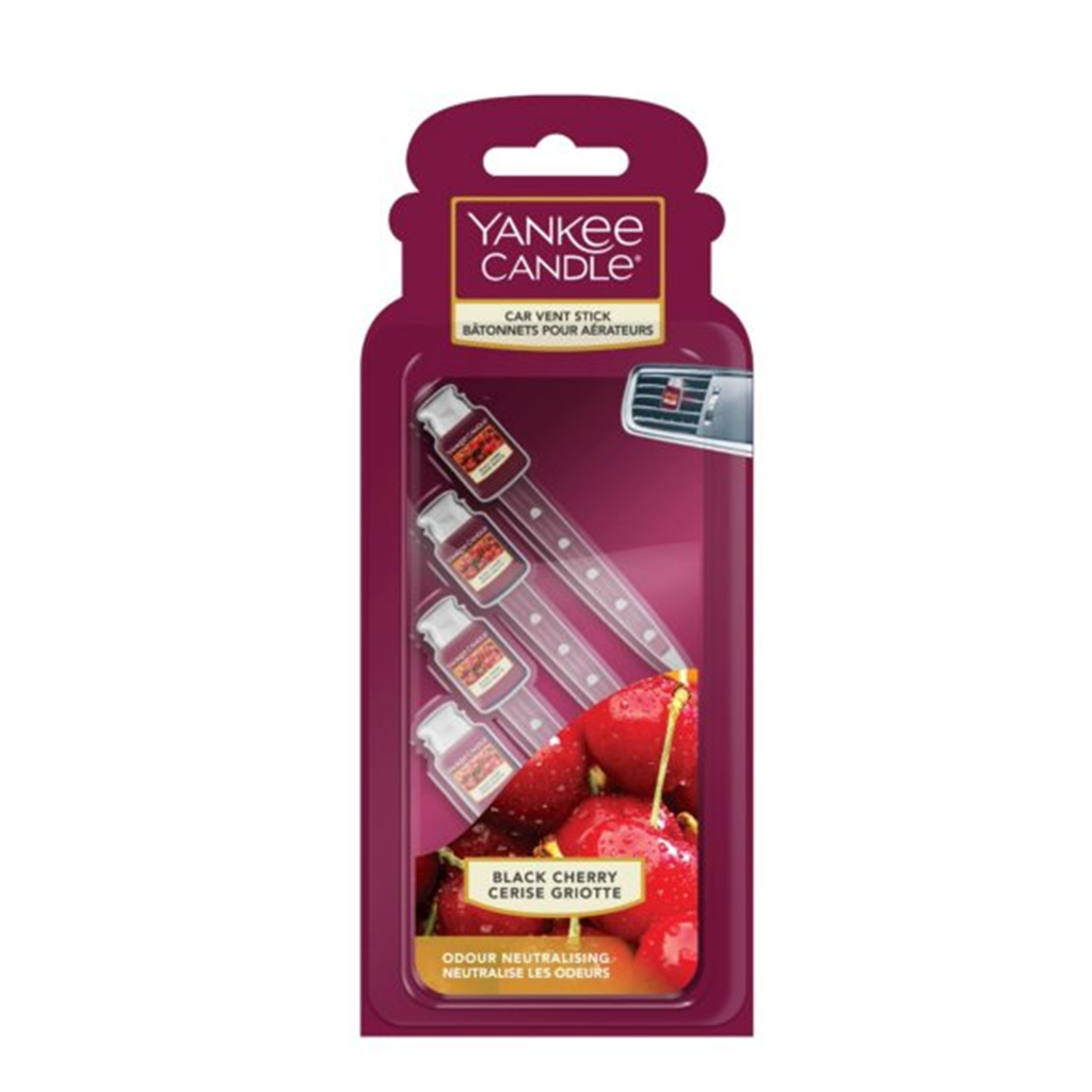 Yankee Candle Black Cherry Car Air Freshener Vent Stick x4 Perfume Direct