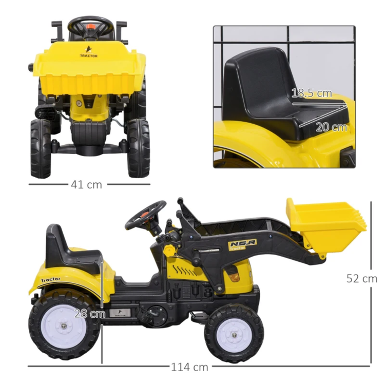 HOMCOM Ride On Tractor, Toddler Excavator Toy, Pretend Play Construction Truck 341-018