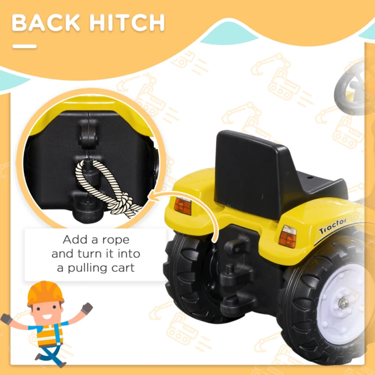 HOMCOM Ride On Tractor, Toddler Excavator Toy, Pretend Play Construction Truck 341-018