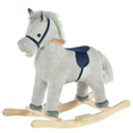 HOMCOM Kids Plush Rocking Horse with Sound Rocker Ride On Toy Gift 3-6 Years Grey 330-105