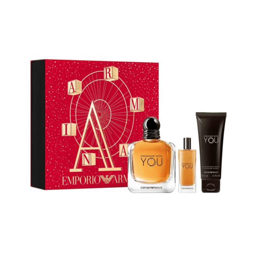 Armani Men's Aftershave Armani Stronger With You Eau de Toilette Men's Aftershave Gift Set Spray (100ml) with Shower Gel and 15ml EDT
