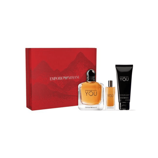 Armani Men's Aftershave Armani Stronger With You Eau de Toilette Men's Aftershave Gift Set Spray (100ml) with Shower Gel and 15ml EDT