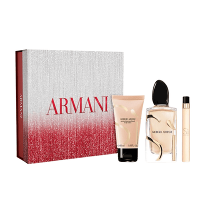 Armani Women's Perfume Armani Si Eau de Parfum Women's Gift Set Spray (100ml) with Body Lotion + 10ml EDP
