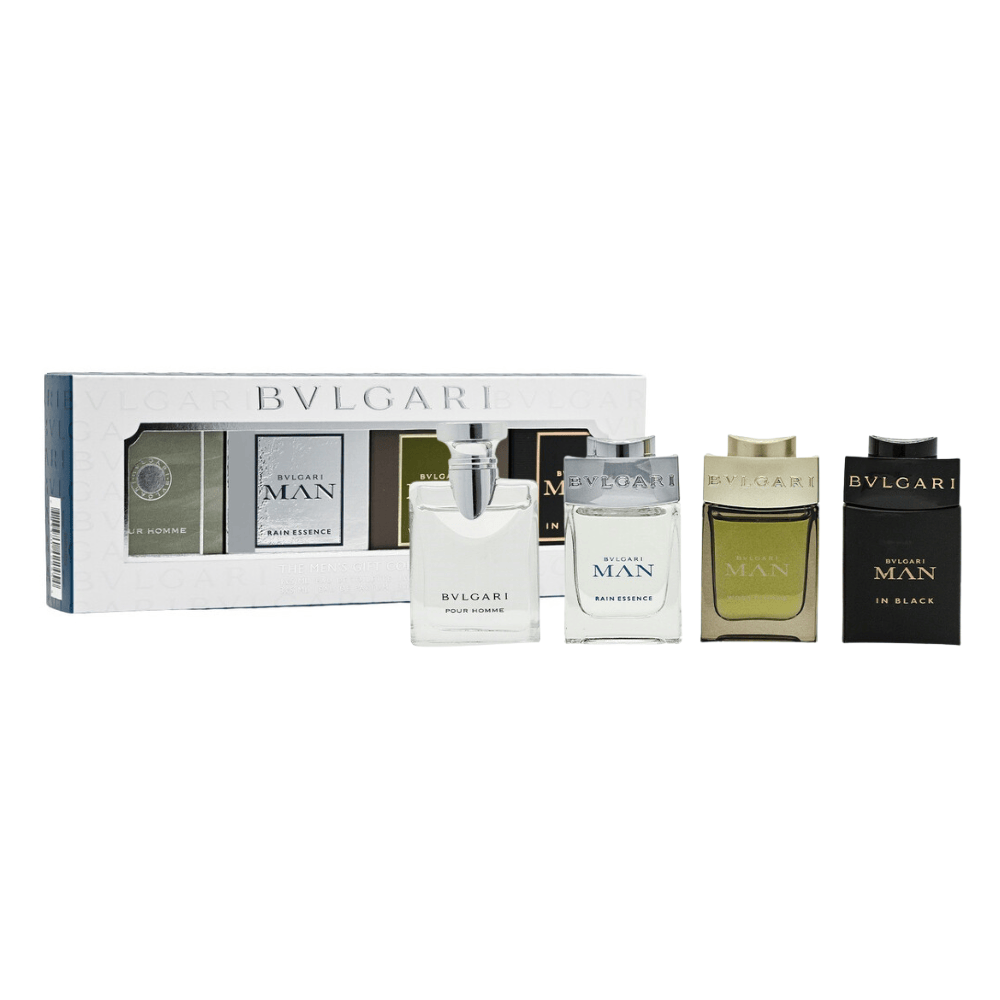 Bvlgari Men's Aftershave Bvlgari Men's Miniature Gift Set 4 x 5ml (Pour Homme EDT + Man Rain Essence EDP + Man Wood Essence EDP + Man in Black EDP)
