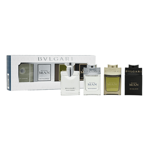 Bvlgari Men's Aftershave Bvlgari Men's Miniature Gift Set 4 x 5ml (Pour Homme EDT + Man Rain Essence EDP + Man Wood Essence EDP + Man in Black EDP)