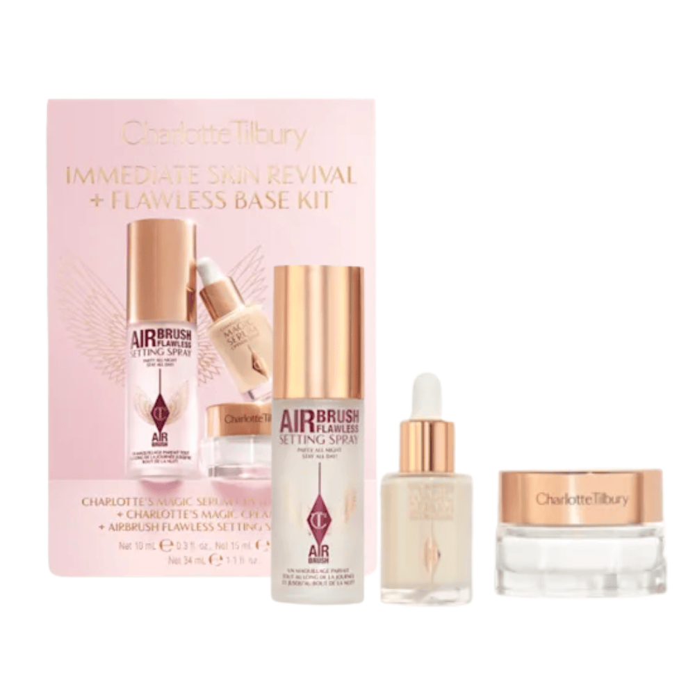 Charlotte Tilbury Skin Care Charlotte Tilbury Immediate Skin Revival + Flawless Base Kit Skincare Gift Set ( Magic Serum 10ml + Magic Cream 15ml + Setting Spray 34ml)
