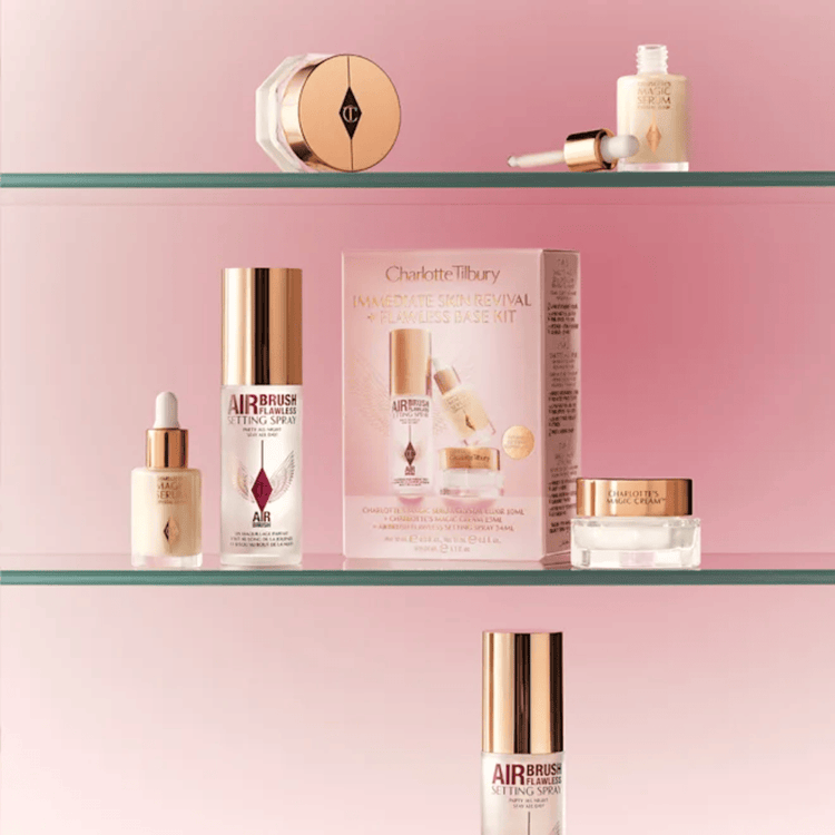 Charlotte Tilbury Skin Care Charlotte Tilbury Immediate Skin Revival + Flawless Base Kit Skincare Gift Set ( Magic Serum 10ml + Magic Cream 15ml + Setting Spray 34ml)