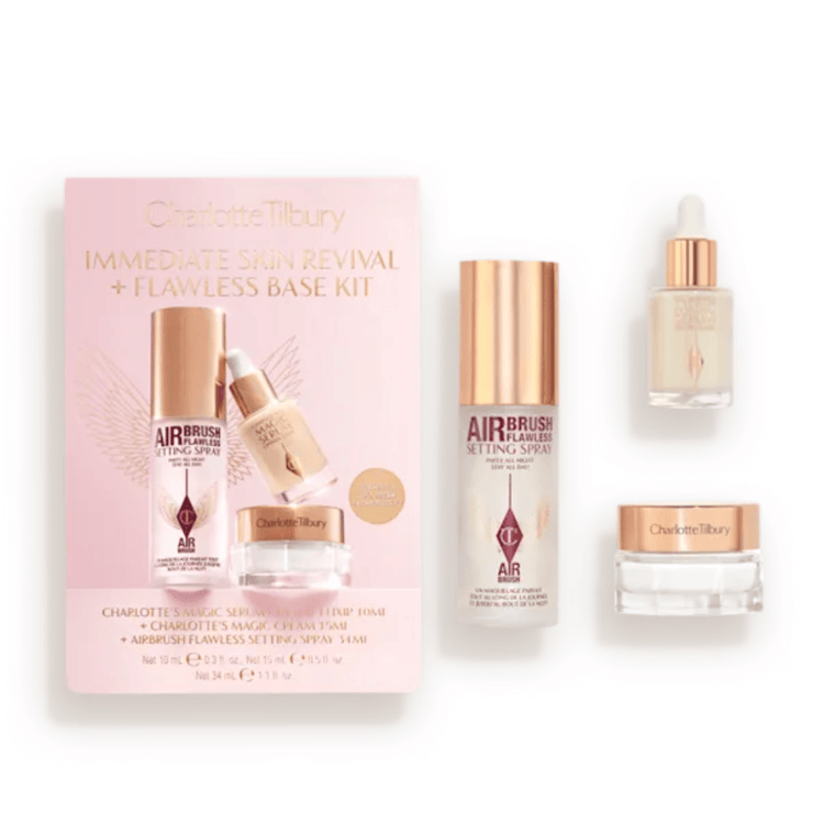 Charlotte Tilbury Skin Care Charlotte Tilbury Immediate Skin Revival + Flawless Base Kit Skincare Gift Set ( Magic Serum 10ml + Magic Cream 15ml + Setting Spray 34ml)