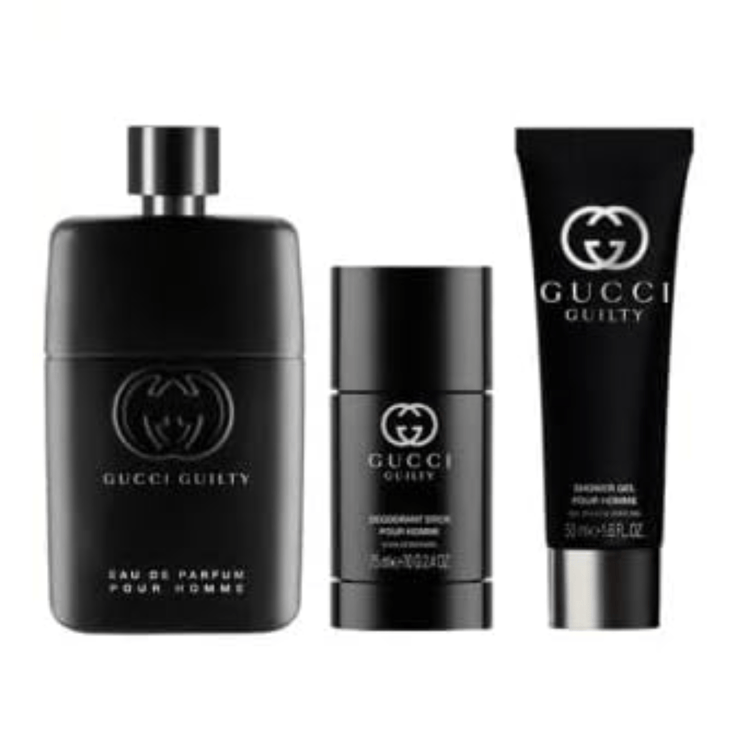Gucci Men's Aftershave Gucci Guilty Pour Homme Aftershave Parfum Spray Gift Set (90ml) with Shower Gel and Deodorant Stick
