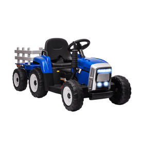 HOMCOM Battery Ride On Tractor With Trailer Blue