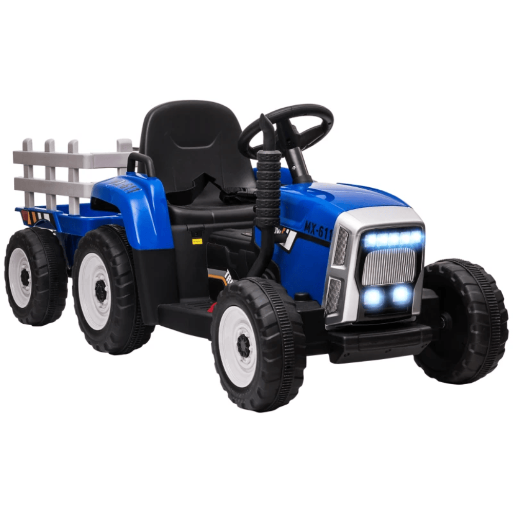 HOMCOM Toy HOMCOM Battery Ride On Tractor With Trailer Blue - 370-281V70BU