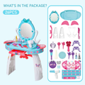 HOMCOM Toy HOMCOM Kids Pretend Play Plastic Vanity Table Set - Blue