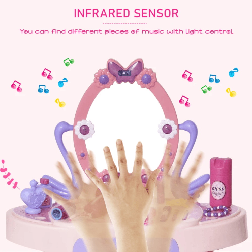 HOMCOM Toy HOMCOM Kids Pretend Play Plastic Vanity Table Set Pink/Purple