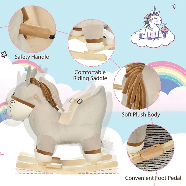 HOMCOM Toy HOMCOM Kids Rocking Donkey With Wooden Base - 330-110