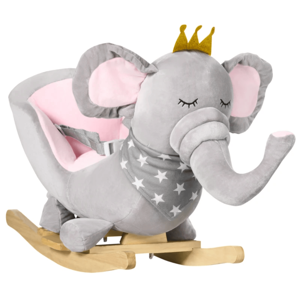 HOMCOM Toy HOMCOM Kids Rocking Elephant With Wooden Base - 330-154V00GY