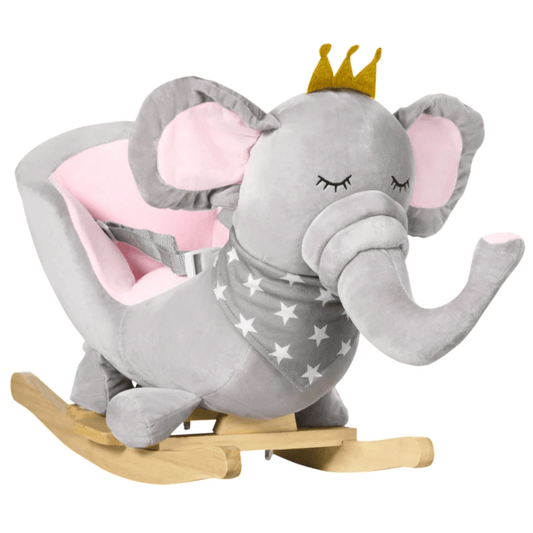 HOMCOM Toy HOMCOM Kids Rocking Elephant With Wooden Base - 330-154V00GY