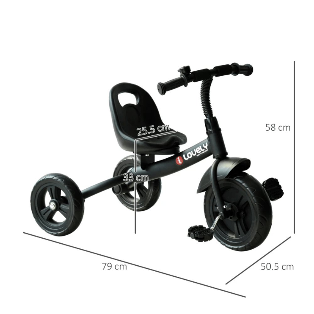 HOMCOM Toy HOMCOM Toddler Three Wheel Plastic Trikes Black 370-024BK
