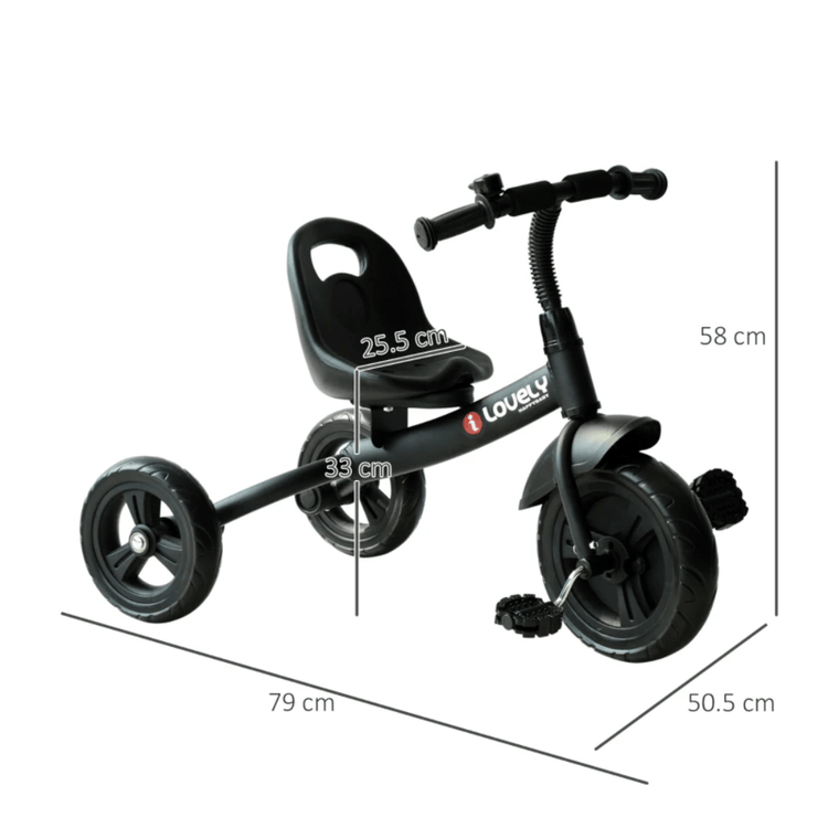 HOMCOM Toy HOMCOM Toddler Three Wheel Plastic Trikes Black 370-024BK