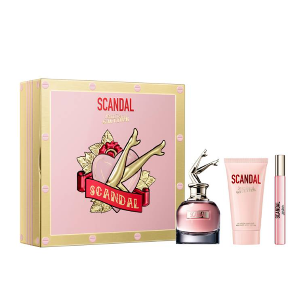 Jean Paul Gaultier Women's Perfume Jean Paul Gaultier Scandal Eau de Parfum Women's Perfume Gift Set Spray (50ml) with 75ml Body Lotion + 10ml EDP