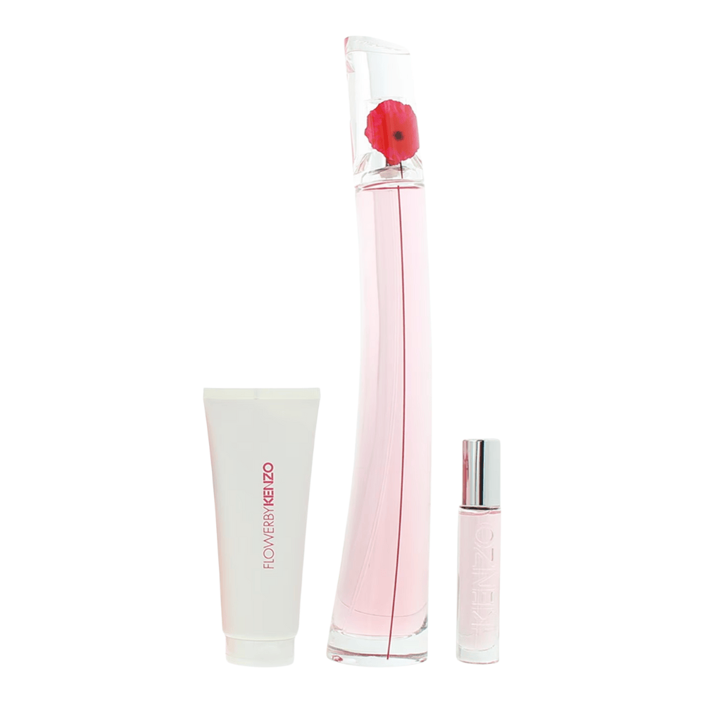 Kenzo Women's Perfume Kenzo Flower Poppy Bouquet Women's Perfume Gift Set (100ml EDP + 75ml Body Lotion + 10ml EDP)