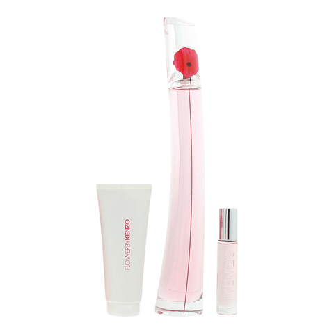 Kenzo Women's Perfume Kenzo Flower Poppy Bouquet Women's Perfume Gift Set (100ml EDP + 75ml Body Lotion + 10ml EDP)