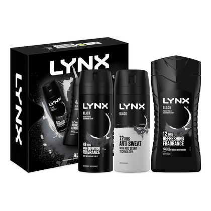 Lynx Shaving & Grooming Lynx Black Trio Gift Set (225ml Body Wash + 150ml Body Spray + 150ml Anti Perspirant)
