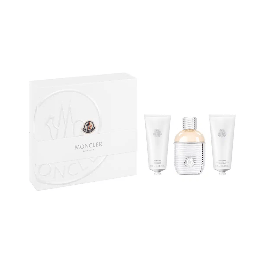 Moncler Women's Perfume Moncler Pour Femme Eau de Parfum Women's Perfume Gift Set Spray (100ml) with Shower Gel & Body Cream