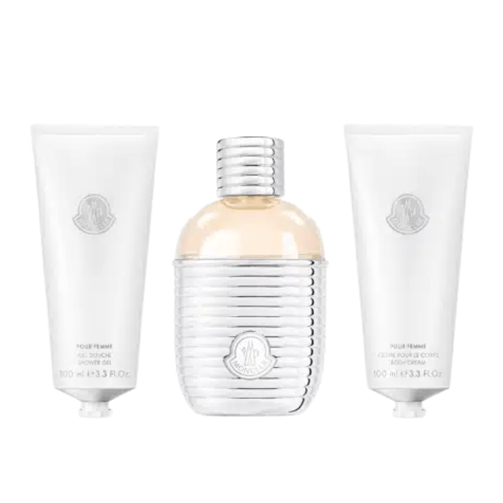 Moncler Women's Perfume Moncler Pour Femme Eau de Parfum Women's Perfume Gift Set Spray (100ml) with Shower Gel & Body Cream