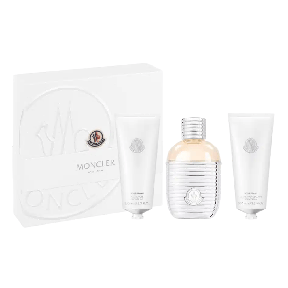 Moncler Women's Perfume Moncler Pour Femme Eau de Parfum Women's Perfume Gift Set Spray (100ml) with Shower Gel & Body Cream