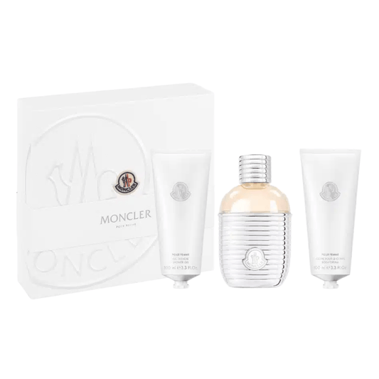 Moncler Women's Perfume Moncler Pour Femme Eau de Parfum Women's Perfume Gift Set Spray (100ml) with Shower Gel & Body Cream