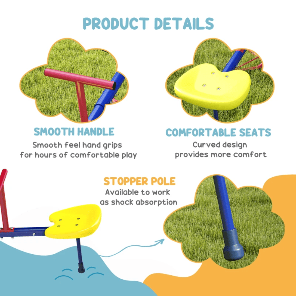 OUTSUNNY Toy Outsunny Kids Metal Seesaw 4 Seater Teeter Totter - 344-024