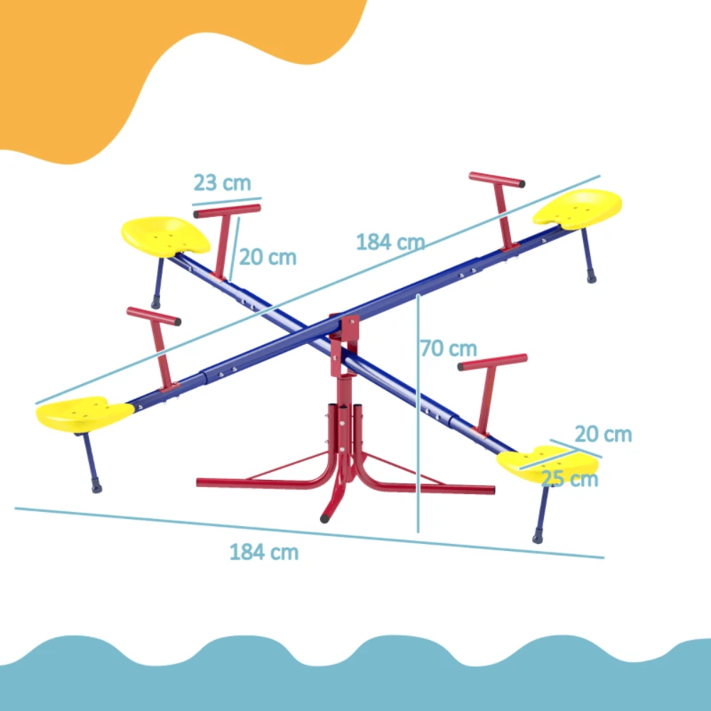 OUTSUNNY Toy Outsunny Kids Metal Seesaw 4 Seater Teeter Totter - 344-024