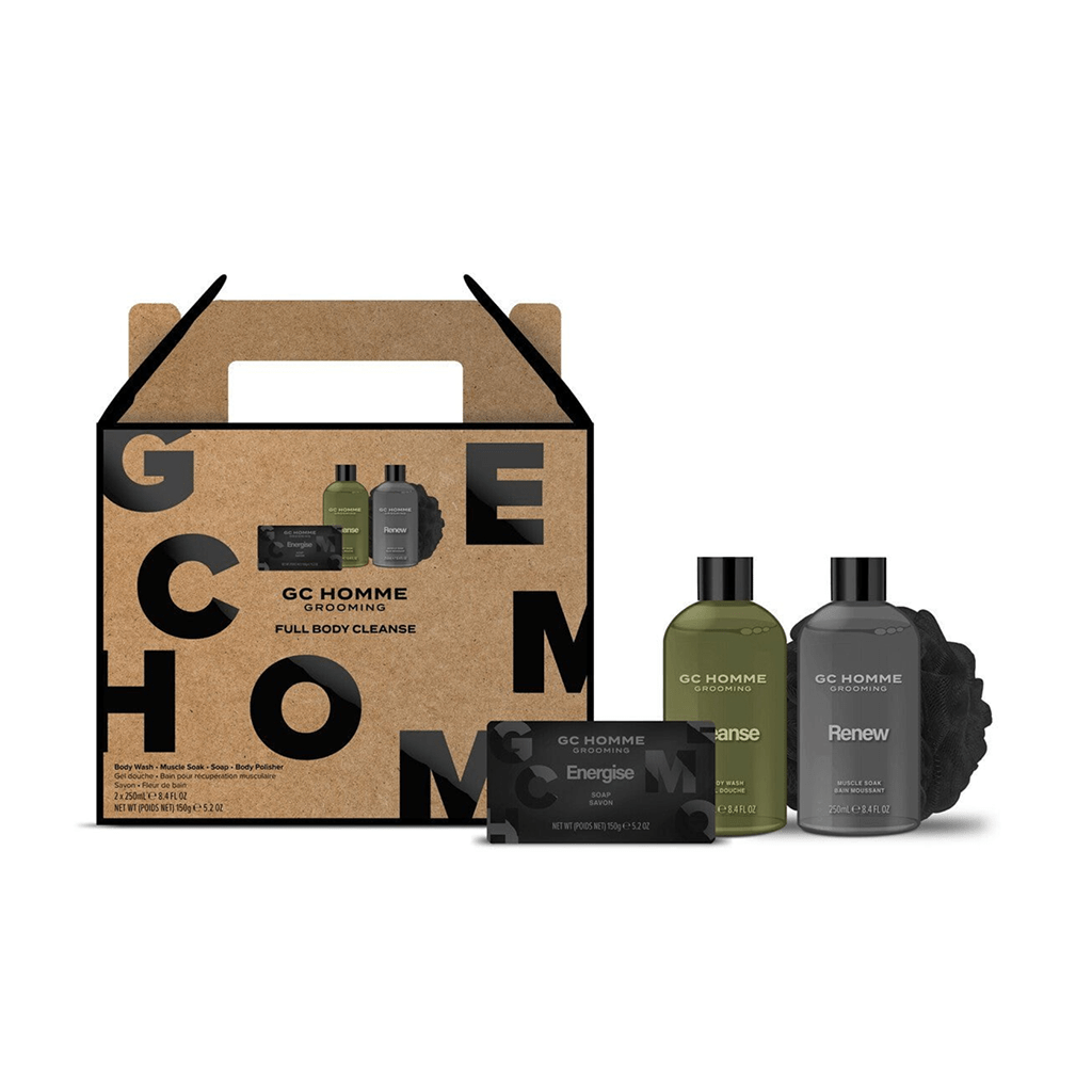 The Luxury Bathing Company Skin Care The Luxury Bathing Company Homme Full Body Cleanse Gift Set (250ml Body Wash + 250ml Muscle Soak + 150g Cleansing Soap & Body Polisher)