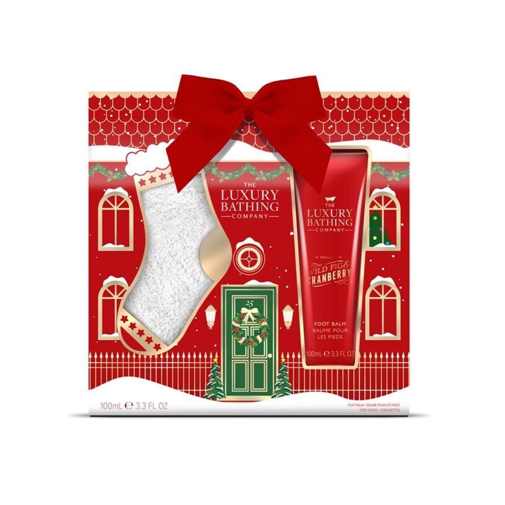 The Luxury Bathing Company Skin Care The Luxury Bathing Company Wild Fig & Cranberry Cosy Toes Gift Set (100ml Foot Balm + 1 x Pair Of White Fluffy Socks)