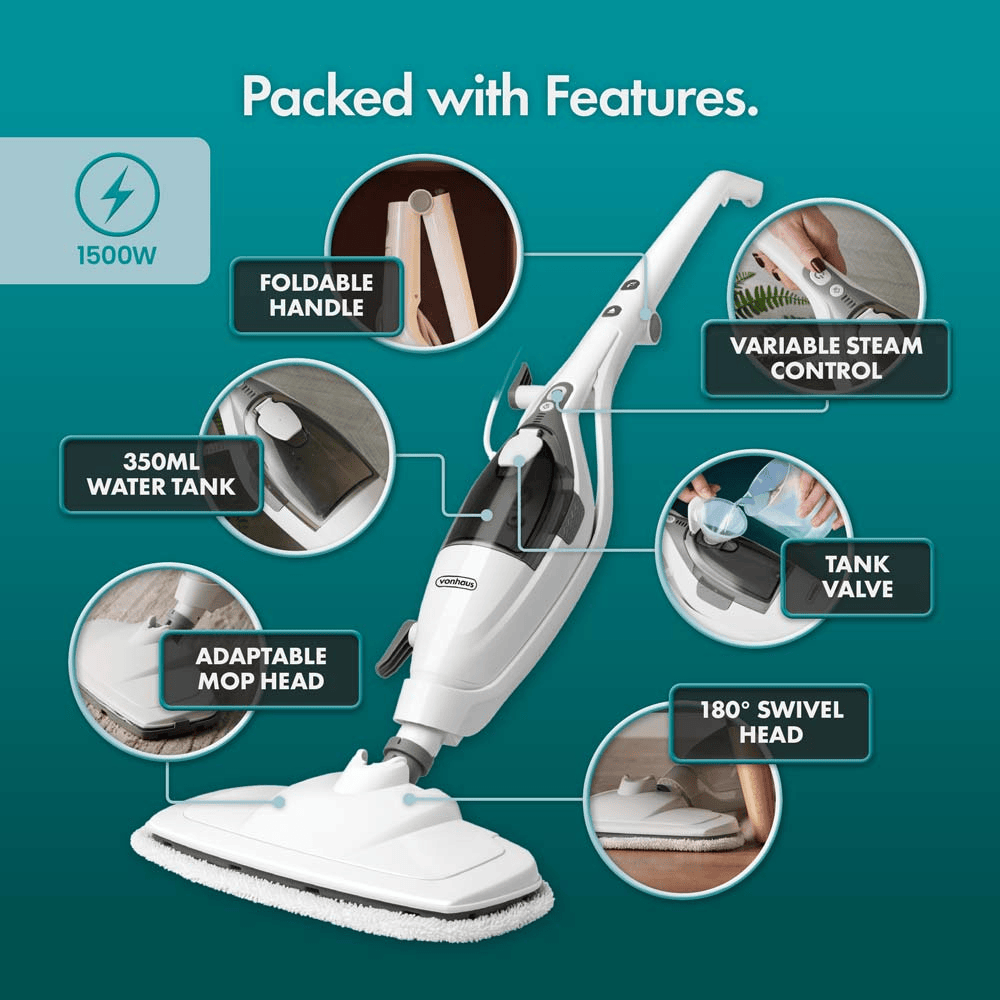 VonHaus Domestic Appliance VonHaus 2-in-1 Floor & Handheld Steam Cleaner - 2000292