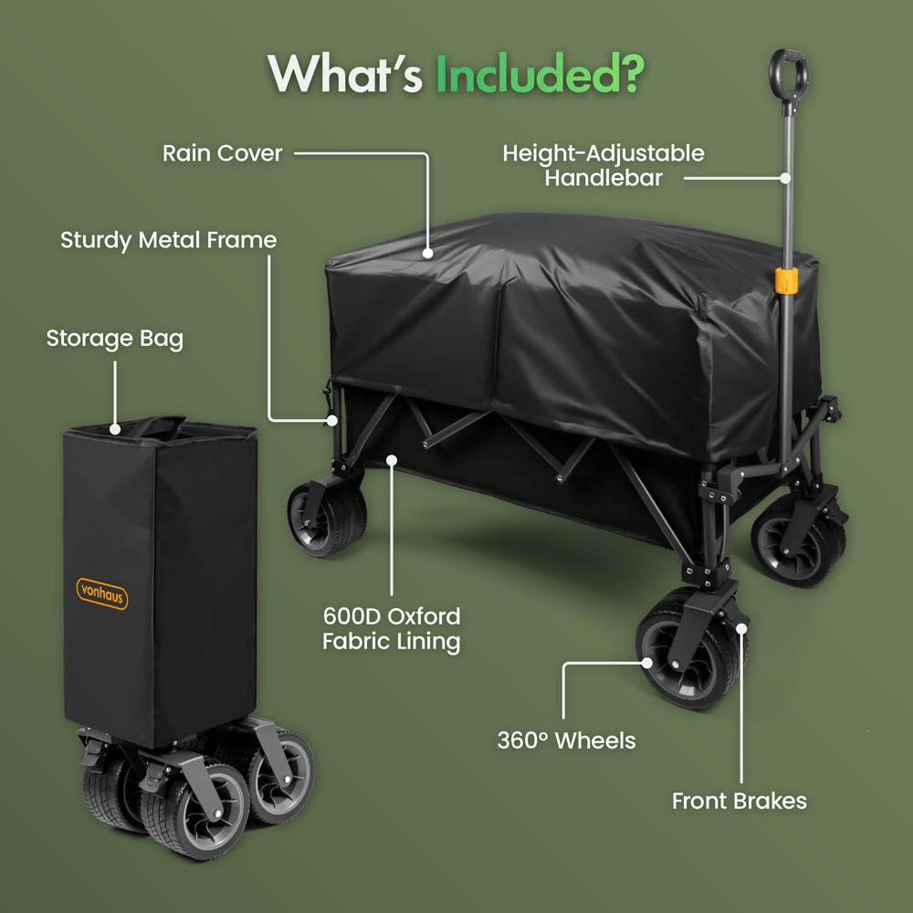 VonHaus Garden Accessories VonHaus 200L Folding Garden Trolley - 3519037