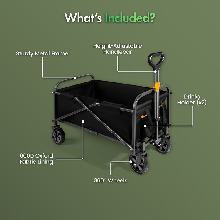 VonHaus Garden Accessories VonHaus 70L Folding Garden Trolley - 3519036