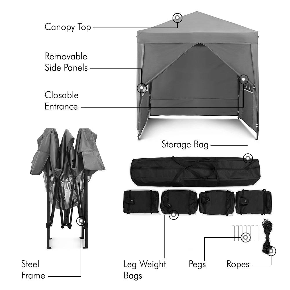 VonHaus Garden Electrical VonHaus 2m x 2m Grey Pop Up Gazebo Set 2500386