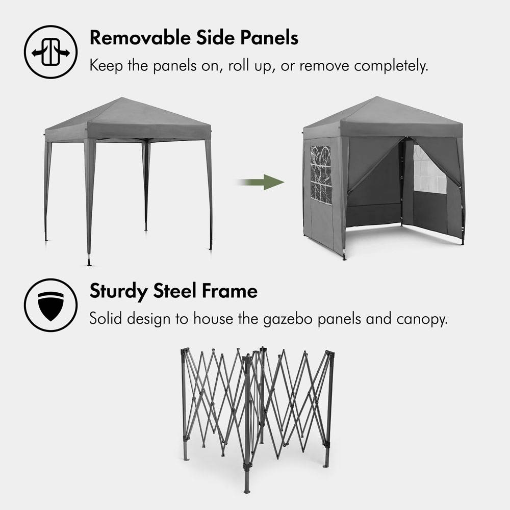 VonHaus Garden Electrical VonHaus 2m x 2m Grey Pop Up Gazebo Set 2500386