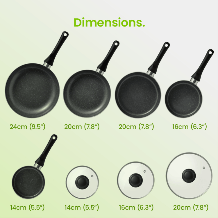 VonShef Home Accessories VonShef Granite Effect Pans - 8 Piece Set - 1013228