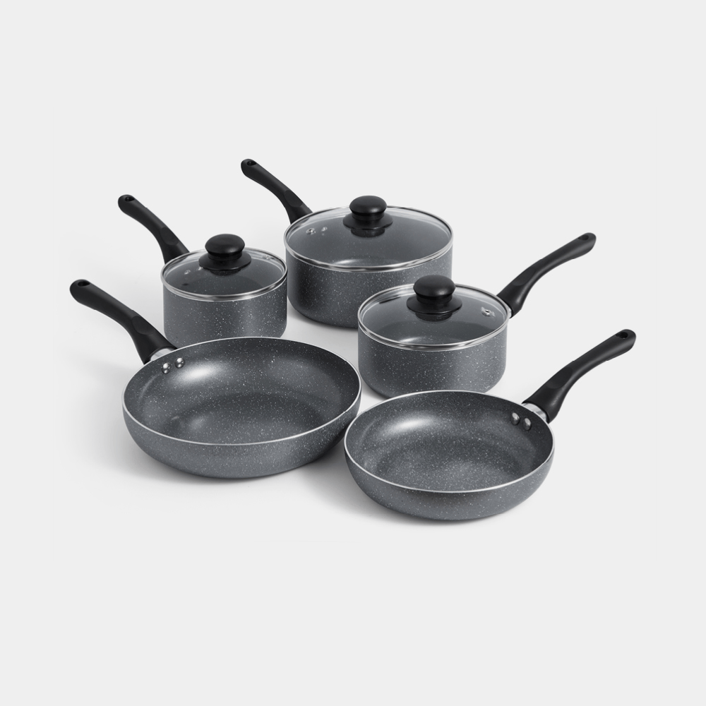 VonShef Home Accessories VonShef Granite Effect Pans - 8 Piece Set - 1013228