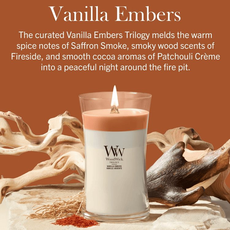Woodwick Candle Woodwick Vanilla Embers Trilogy Large Hourglass Candle