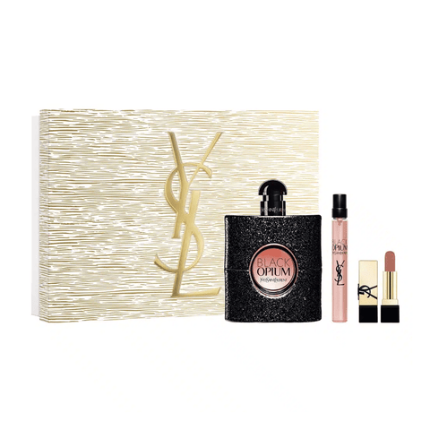 Yves Saint Laurent Women's Perfume YSL Black Opium Women's Perfume Gift Set (90ml EDP + 10ml EDP + Lipstick)