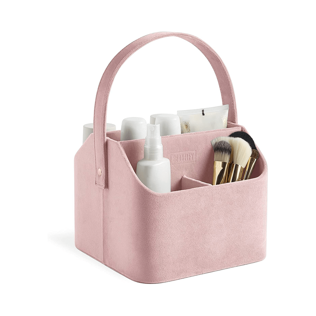 Beautify Beauty Accessories Beautify Pink Velvet 5 Section Caddy